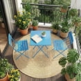 thumbnail image 2 of 3Pcs Patio Bistro Set, Folding Patio Bistro Table and Chairs Set of 2, Outdoor Patio Furniture Set, Metal Structure, No Assembly Need, for Balcony Yard Garden, Blue, 2 of 8