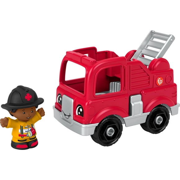 Fisher-Price Little People Toy Firetruck & Firefighter Figure Set for Toddlers, 2 Pieces