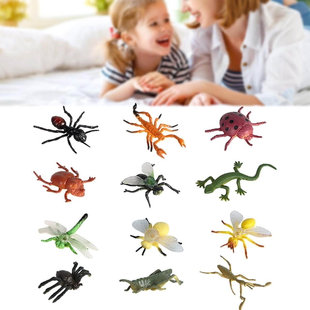 12 Pcs Figurines d'Animaux Réalistes Figurines pour Cadeaux de Fête Jouets Collection Fournitures de Fête Insectes