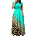 thumbnail image 2 of Robes pour Femmes 2024 Été Oversize Col Rond Manches Courtes Imprimé Quotidien Décontracté Vintage Bohème Robe Maxi Rabais de 50 % Liquidation!, 2 of 5