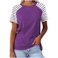 thumbnail image 1 of FAIWAD Hauts Grande Taille pour Femmes Blouse d'Été à Imprimé Rayé Manches Courtes Col Rond T-Shirts Tuniques Décontractées Tee, 1 of 3