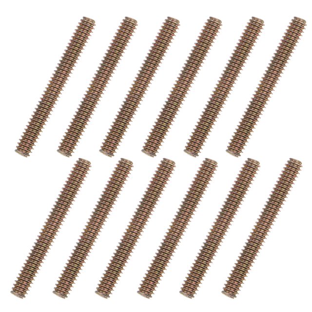 Unique Bargains 12pcs 1/4x2' Carbon Steel Fully Threaded Rod Bar Studs for Furniture Mounting Assembly