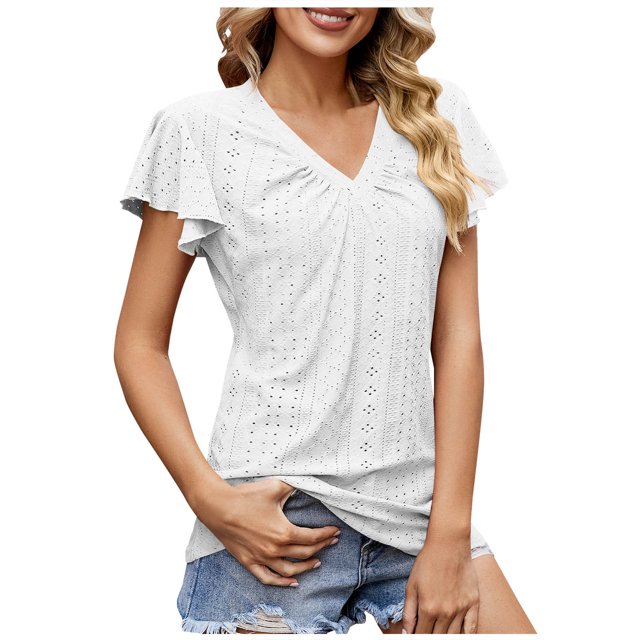Birdeem T-Shirt à Manches Courtes Col en V Ample pour Femmes