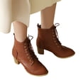thumbnail image 3 of Kcodviy Bottes pour Femmes d'Automne et d'Hiver à Largeur Grand pour Femmes Talon Plat Talon Épais à Lacets Bottes Rétro pour Femmes Bottes Commerce Extérieur Station Indépendante Édition Coréenne Bottes à Talons Hauts Bottines Courtes Femme, 3 of 9