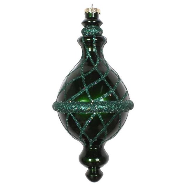 Vickerman MT198824D 10 in. Emerald Candy Glitter Net Drop Ornament