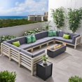 thumbnail image 2 of Noble House Malawi Outdoor 12Pc U-Shape Sectional Sofa Set Weathered /Dark Gray, 2 of 5