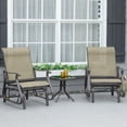 thumbnail image 2 of Outsunny 3PCs Glider Rocking Chairs with Table for Patio, Garden, Dark Grey, 2 of 10