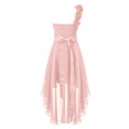 thumbnail image 2 of RUNQHUI Robe à une Épaule pour Enfants Filles en Chiffon Demoiselle d'Honneur Robe Haute Basse Robe de Soirée Formelle Rose 6, 2 of 6