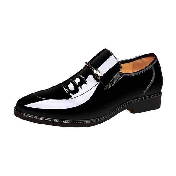 Hopeusnice Leather Shoes for Men Non-Slip PU Materials Summer And Fall Shoes Breathable Men's Leather Shoes Flat Heel Trendy Pumps Shoes Soft Rubber Sole Flexible Walking Shoes Black 48