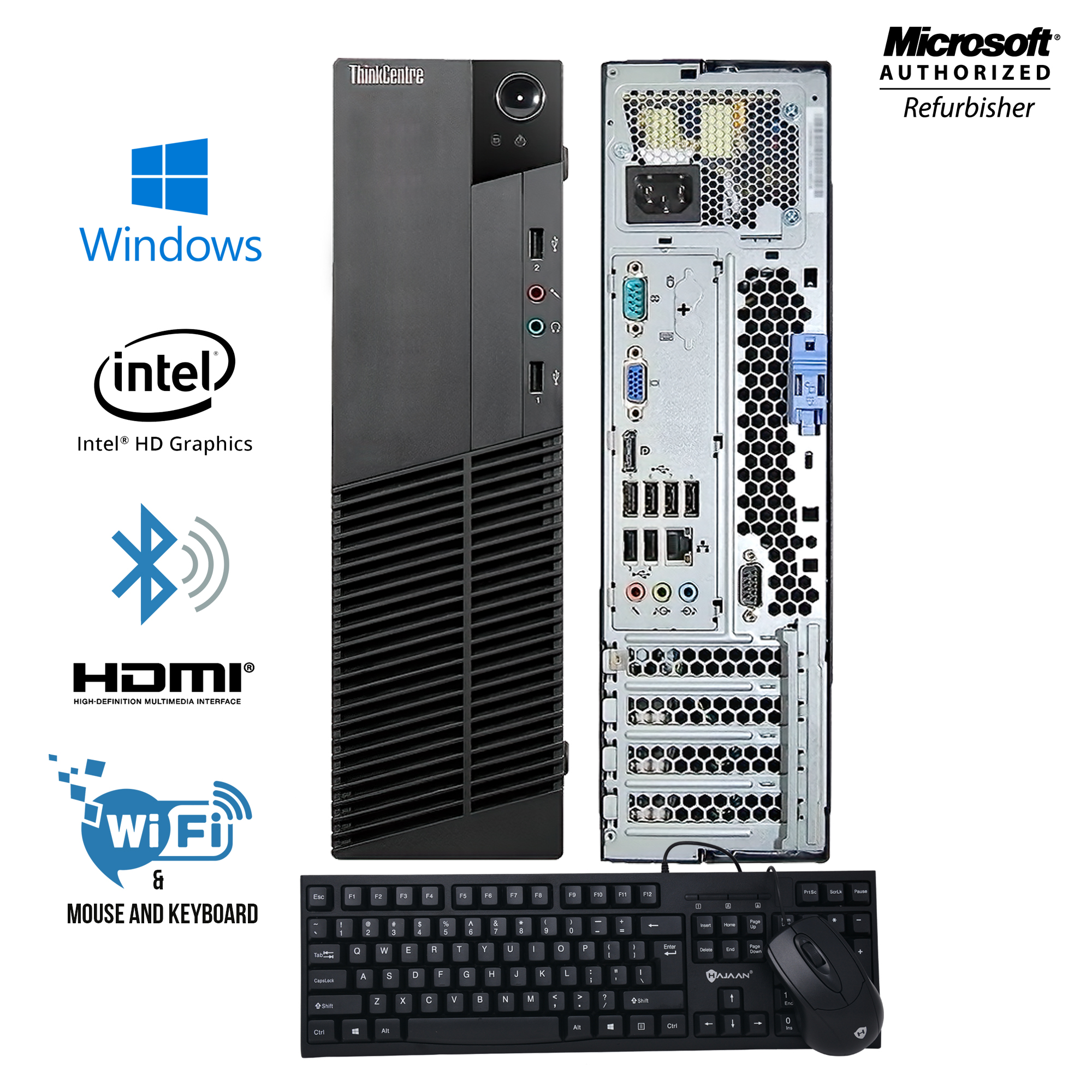 Lenovo ThinkCentre M91 SFF Desktop PC Computer Intel Core i3 2100 8GB 250GB Windows 10 Professional WiFi BT 4.0 & HDMI Adapter (A Grade)