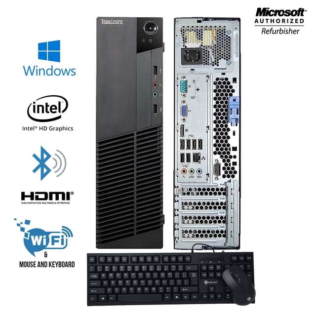 Lenovo ThinkCentre M91 SFF Desktop PC Computer Intel Core i3 2100 8GB 250GB Windows 10 Professional WiFi BT 4.0 & HDMI Adapter (A Grade)