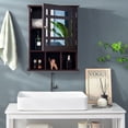 thumbnail image 4 of Gymax Armoire à Pharmacie Murale Miroir avec Tablette Réglable et Rangement Supérieur, Brun, 4 of 10