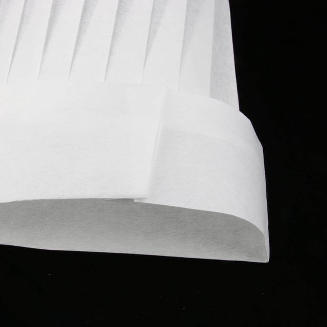 20x Chapeau de Chef Jetable Casquette de Cuisinier Restauration Alimentaire Cuiseur Service Alimentaire Blanc Rond 11 Pouces
