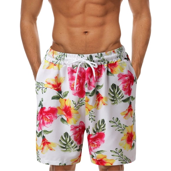Ketyyh-chn99 Mens Swimwear Board Cargo Pants Shorts Swimwear Athletic Swim Trunks Liner Swim Shorts Swimming Trunks Bathing Suit White,5XL