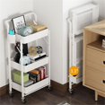 thumbnail image 4 of Pemberly Row 3-Tier Metal Storage Utility Rolling Cart with Foldable in White, 4 of 27