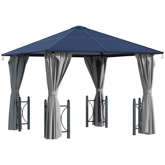 Outsunny 10' x 10' Hardtop Gazebo, Patio Gazebo, Black