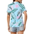 thumbnail image 3 of INSPIRE CHIC Chemises pour Femmes Hawaïennes à Manches Courtes Tropicales à Fleurs Boutonnées Hauts m Bleu Rose, 3 of 8
