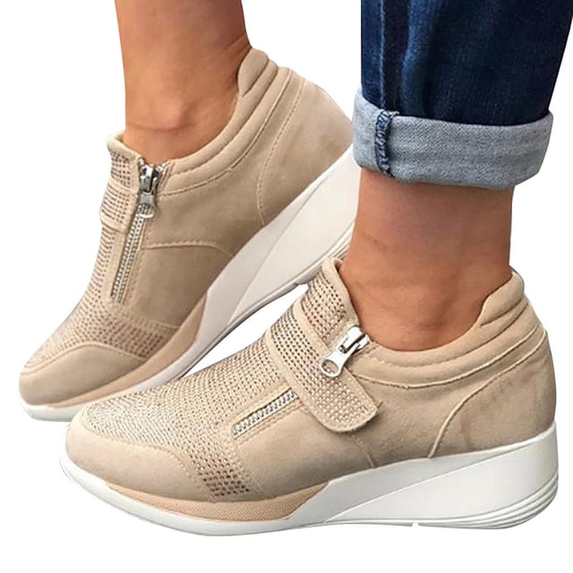 LSLJS Chaussures de Sport pour Femmes Dames Mode Décontractée Plateformes Compensées Espadrilles à Cristaux Semelle Antidérapante, Espadrilles pour Femmes