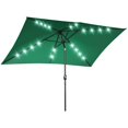 thumbnail image 1 of Outsunny Parasol de Patio 6,5 X 10 Pi avec DEL, Manivelle (Vert Foncé), 1 of 10