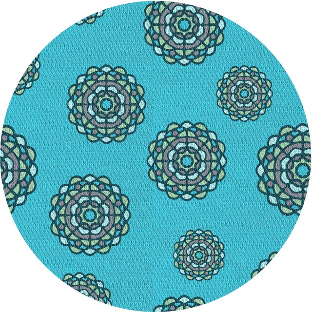 Ahgly Tapis Rond Lavable en Machine Intérieur Transitionnel Vert Cyan Foncé, 8 Pieds Rond