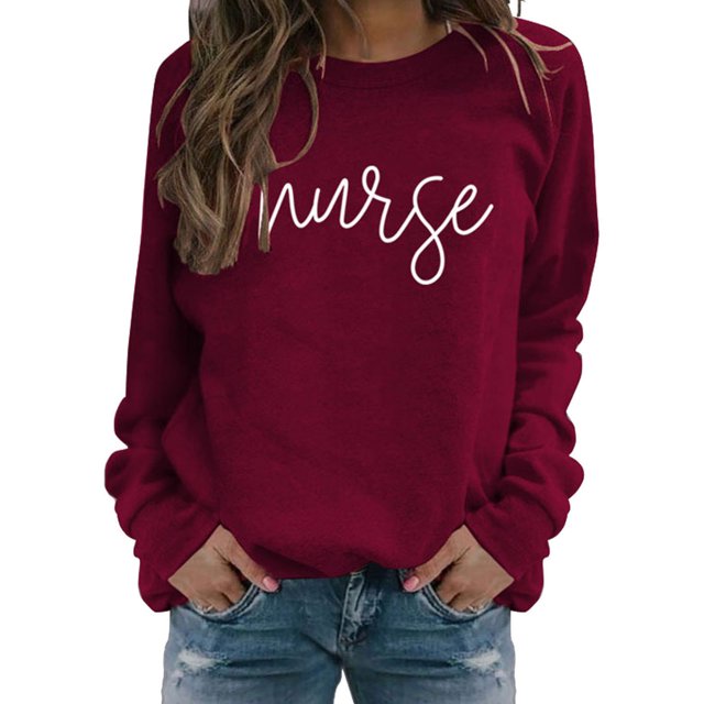 Aguichant Chandails de Noël pour Femmes Infirmière de Noël Imprimé Manches Longues Col Rond Chandail Long Chandails de Noël pour Femmes Aguichant Chandail de Noël T-Shirts de Noël pour Femmes