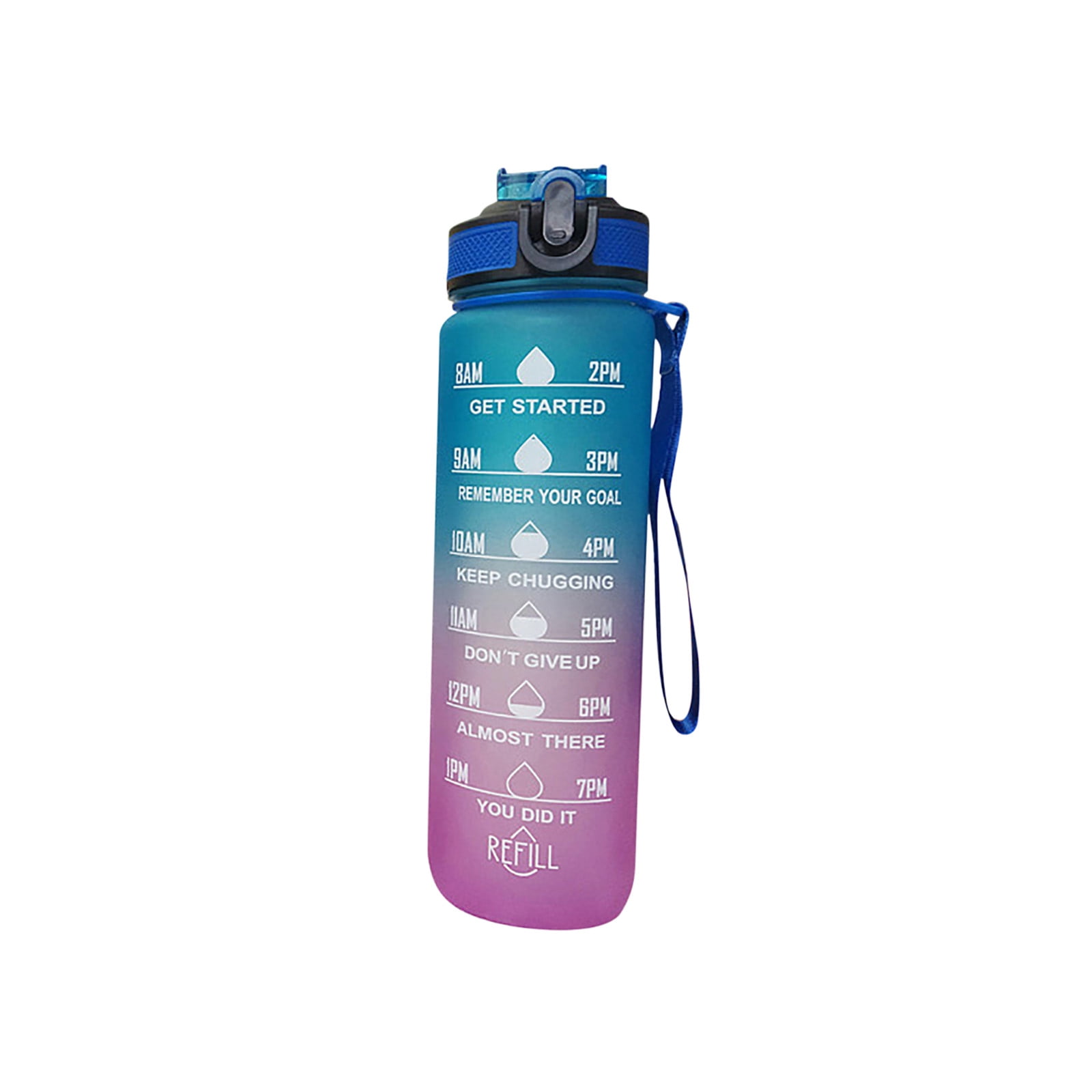 Rbaofujie Big Water Bottle Large Kettle;1l Large-Capacity Sports Water Cup, Space Cup, Graduated Color Straw Plastic Cup, Student Children's Water Bottle Water Bottle with Handle