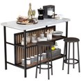 thumbnail image 1 of Lamerge 3 Piece Dining Table Set, Faux Marble Dining Room Table Set with 2 Tier Storage Shelves, Bar Table Set with Bar Stools, Sturdy Kitchen Island with Storage for Restaurant, Living Room, White, 1 of 9