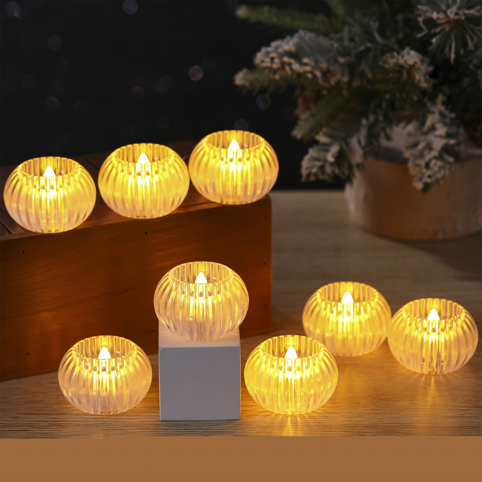 thumbnail image 2 of Battery Operated LED Flickering Votive Candle – 1.57 in Diameter x 2.28 in Height, White Plastic Flameless Candle for Halloween Home Decoration, 2 of 6