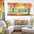thumbnail image 1 of Autumn Park Yellow Trees Watercolor - Landscape Canvas Art Print, 1 of 3