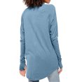thumbnail image 4 of Tuniques à Manches Longues pour Femmes avec Trous pour les Pouces, Couleur Unie, T-Shirts Décontractés Amples, Automne, Tendance, Col Rond, Chandail à Enfiler, Blouses, Bleu, M, 4 of 6
