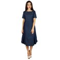 thumbnail image 2 of Bimba Robe Plissée en Chambray Bleu pour Femmes avec Poches Chic Décontractée Midi, 2 of 9