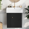 thumbnail image 2 of 21.6inch Modern Floating Bathroom Vanity with Ceramic Basin - Perfect for Small Bathrooms, Left side storage, 2 of 12