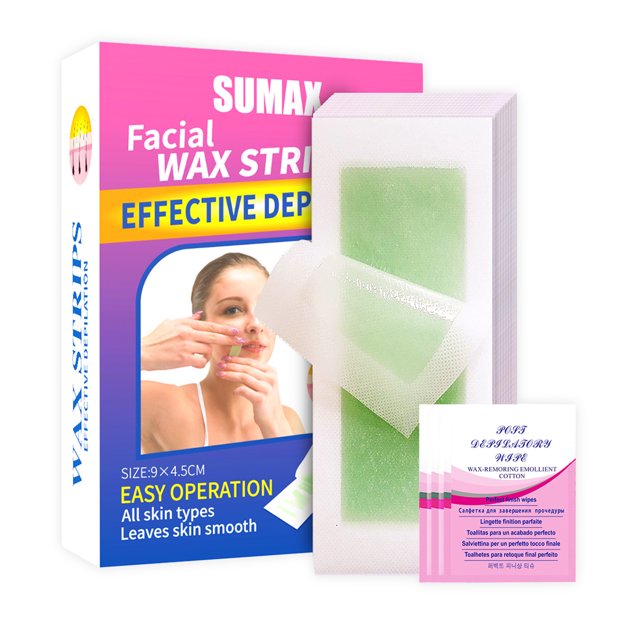 SUMAX Body Wax Strips Portable Double-Sided Hair Removal Paper for Lips/Arms/Legs/Underarm Hair