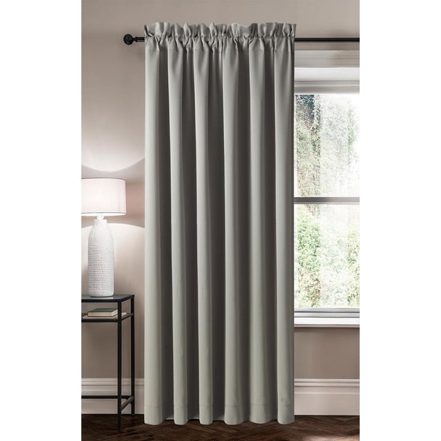 Swift Home 1 Pce Rideaux à Poche pour Tringle Assombrissants en Gris, Tissu 100 % polyester avec Dessus à Poche pour Tringle Froncé, Conçus pour Réduire la Lumière et le Bruit, à Suspendre sur une Tringle à Rideau Noire avec Embouts Décoratifs dans une Pièce Neutre avec une Fenêtre et une table d'Appoint avec une Lampe Texturée Blanche, Idéal pour Améliorer l'Intimité et le Contrôle de la Lumière.