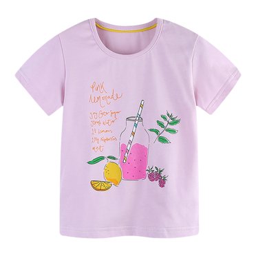B91xZ Chemises de Mode pour Filles Hauts d'Été 2024 T-Shirt Imprimé à Manches Courtes, Rose 6-7 Ans