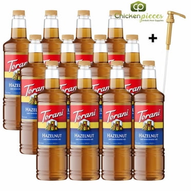 Torani Sirop Aromatisé à la Noisette, Base Professionnelle Gourmet pour Café, avec Pompe Doseuse Bonus, 1 Litre (33,8 oz Liq.)