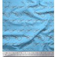 thumbnail image 1 of Soimoi Blue Velvet Fabric Sketch Guitar Musical Instrument Printed Craft Fabric by the Yard 58 Inch Wide, 1 of 3