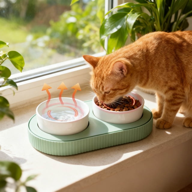 Automatic Cat Food Warmer and USB Thermal Feeding Bowl for Cozy Indoor Meals in Cold Weather Keeps Food Fresh and Safe