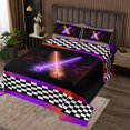 thumbnail image 2 of Erosebridal Teens Sports Bedspread Sets Queen Size, Lightsaber Bed Quilt, Racing Checkered Decor 3pcs, 2 of 5