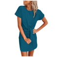 thumbnail image 2 of Gspmoly Robes Grande Taille pour Femmes aux Formes, Robe Décontractée et Tendance pour Femmes à Col Rond Coloré avec Lien, Manches Courtes, Robes de Cocktail jusqu'à 70 % de Rabais, 2 of 3