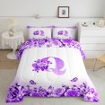 thumbnail image 2 of Erosebridal Letter Comforter Sets Queen Size For Teens,Rose Flower Bedding Queen Comforter Set,Butterfly Room Decorative,Reversible,Ultra Soft,3-Piece, 2 of 8