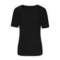 thumbnail image 4 of T-shirt à Manches Courtes Uni à Col Rond pour Femmes, 4 of 4