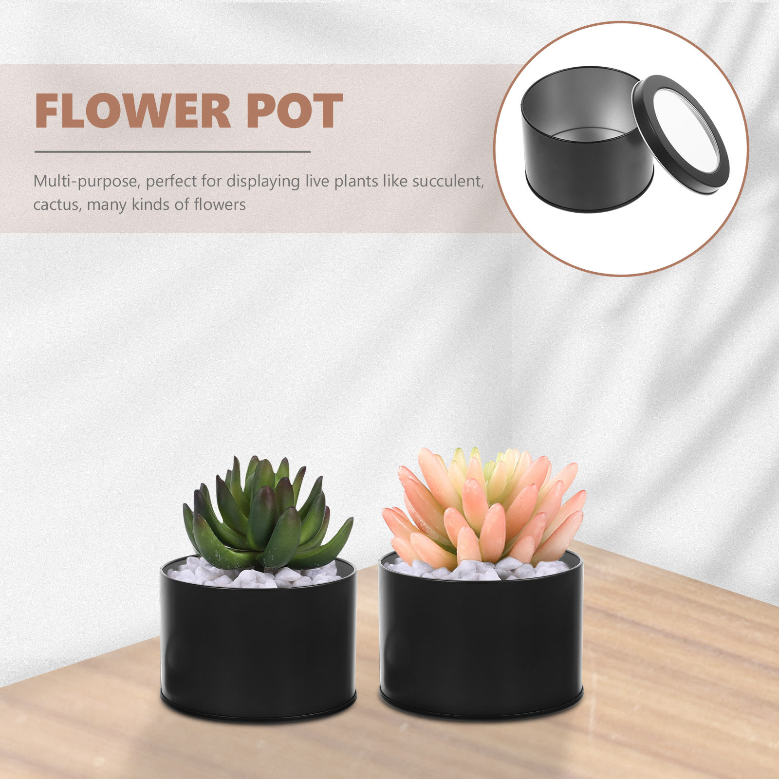 WRITWAA 6Pcs Rustic Metal Flower Pot Versatile Planter Pots for Plants