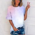 thumbnail image 2 of Pompotops T-shirt Imprimé pour Femme, Manches Courtes, Blouse à Col Rond, Hauts Décontractés, Liquidation, 2 of 5