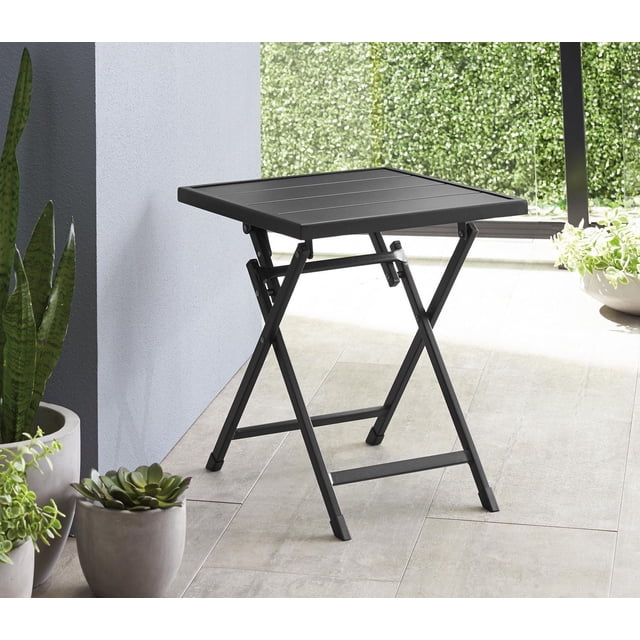 Mainstays Steel Outdoor Folding Side Table, Black
