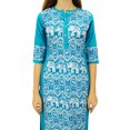 thumbnail image 1 of Phagun Kurta Droite Bleue de Designer pour Femme, Manches 3/4, Kurti Décontractée Imprimée-20, 1 of 2