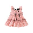 thumbnail image 1 of Kmbangi Robes d'Été pour Bébés Filles en Bas Âge Sans Manches Noeud devant Points Impression Robe de Réservoir à Plusieurs Niveaux pour 9M-3Y, 1 of 9