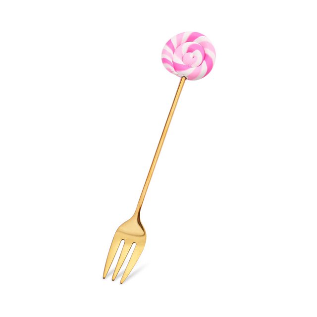 Cartoon Style Adorable Household Hotel Tableware Portable Reusable Stirring Dinnerware Cake Salad Dessert Flatware Candy Fork Pink