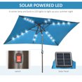 thumbnail image 4 of Outsunny 6.5x10ft Patio Umbrella Market Parasol with LEDs Crank, Turquoise, 4 of 10