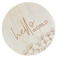 thumbnail image 1 of <p>Baby Announcement Sign, Hello World Baby Sign Photo Prop Commemorate Round Decor 5.9in Basswood  For Shower</p>, 1 of 7